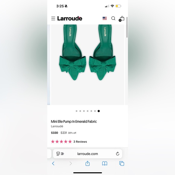 Larroudé Emerald Green Mini Elle Pumps - Picture 3 of 3